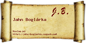 Jahn Boglárka névjegykártya