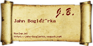 Jahn Boglárka névjegykártya